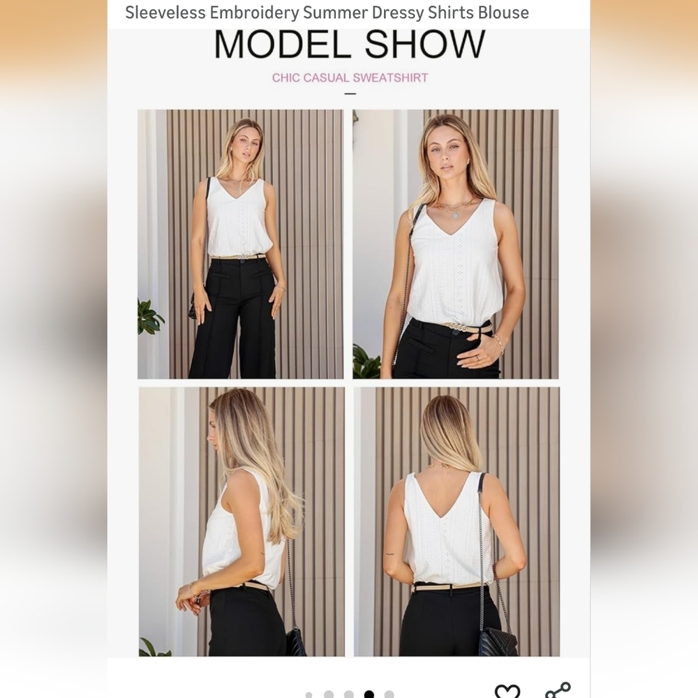 White Eyelet V-Neck Camisole Top - Picture 4 of 9